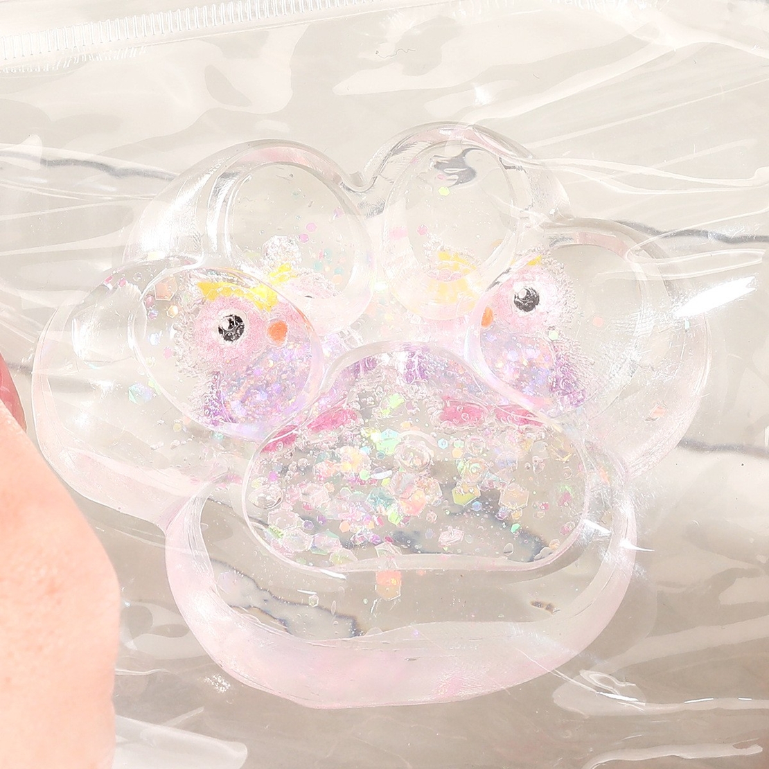 Jucarie Antistres Squishy, Flippy, Labuta de Pisica Pufoasa, cu Revenire Lenta, 7 x 6.5 cm, Model Ciuperca, Multicolor