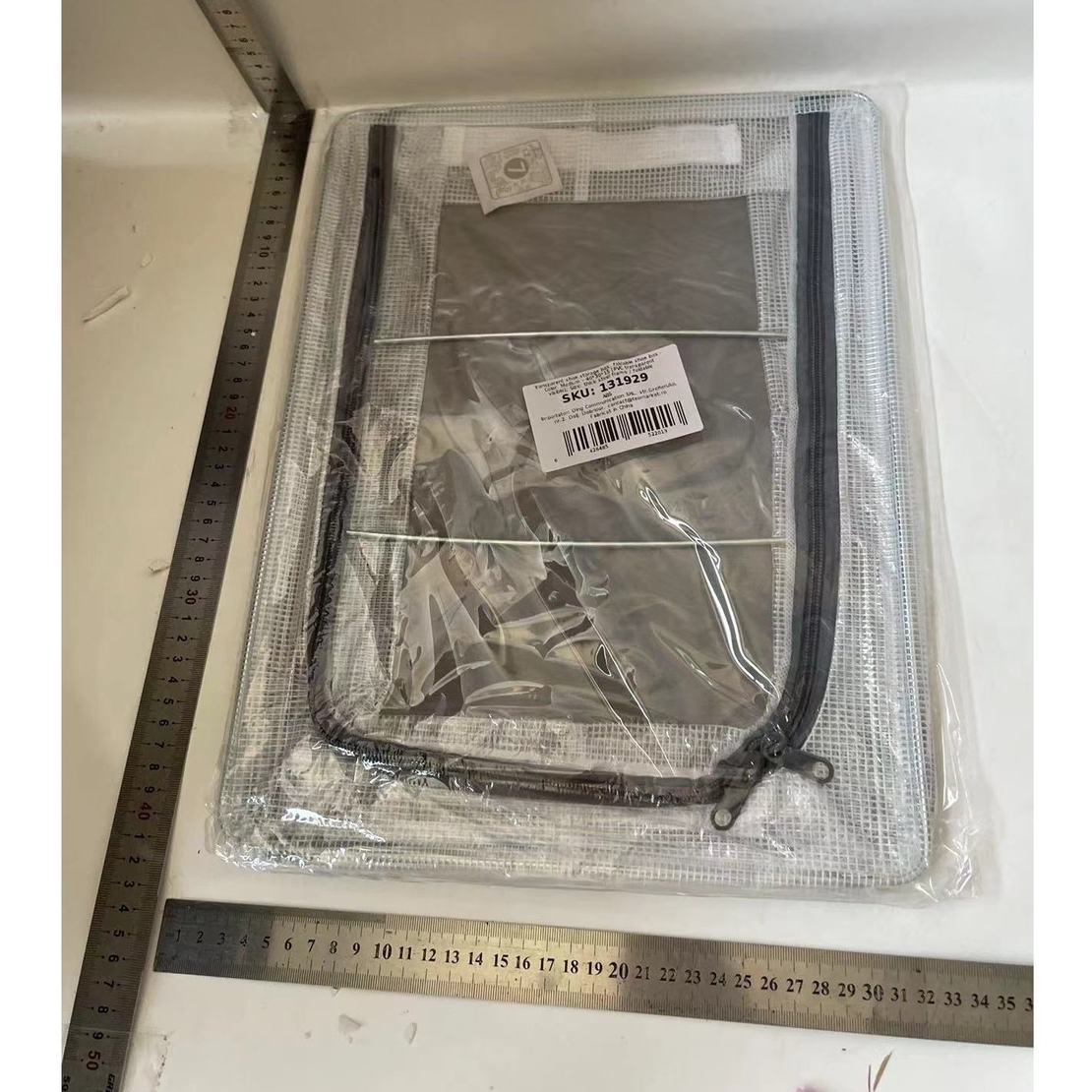 Cutie de Depozitare pentru Pantofi, Flippy, 40x30x21 cm, din Plasa PVC Impermeabila si Cadru de Otel, Pliabila, Fermoar Bidirectional, Transparenta