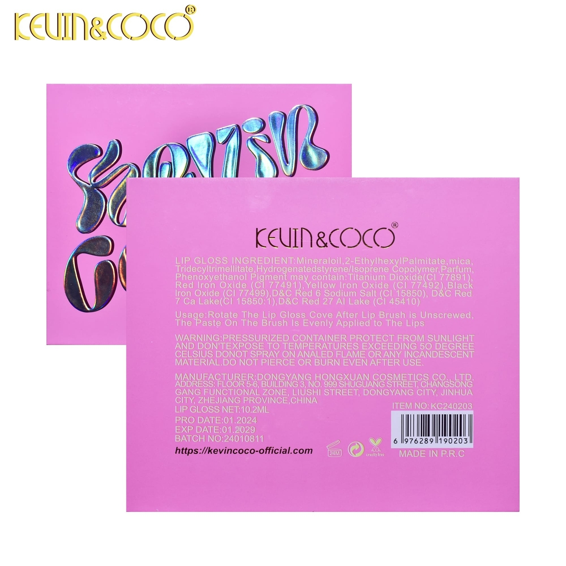 Set de Buze, KEVIN & COCO, Pink Girl, 6 Lip Gloss-uri, 17 x 14.8 x 2.9 cm, Roz/Maro