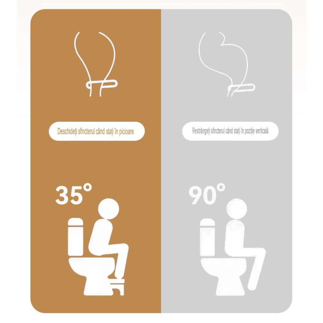Scaunel WC, Flippy, Tratament Impotriva Hemoroizilor si Constipatiei, Scaun Inaltator WC Copii, Suport Picioare WC, Taburet Inaltator Pozitia Corecta Ghemuit Pe WC, Plastic Rezistent, 17x22x38 cm, Alb