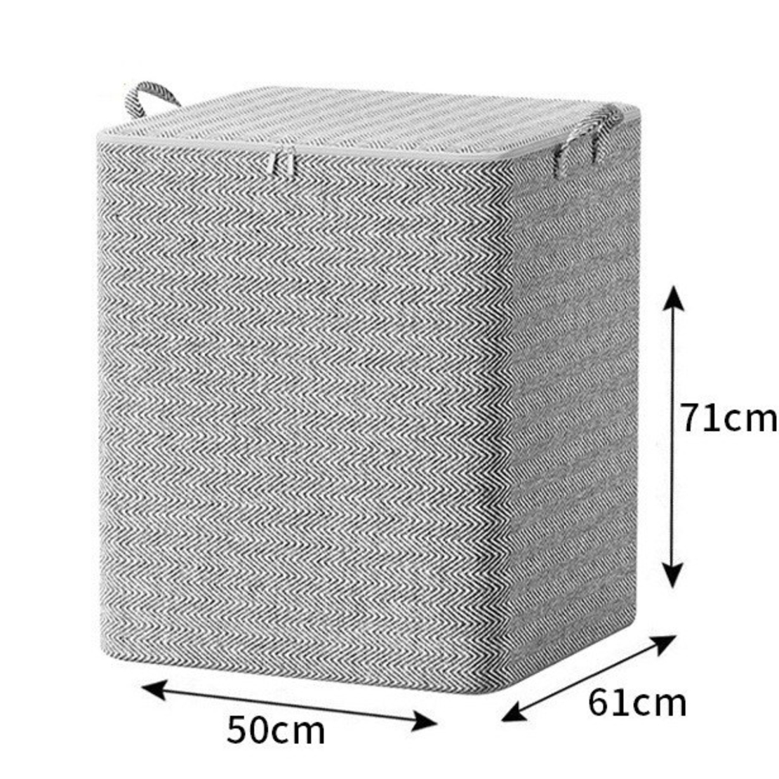 Cutie de Depozitare cu Fermoar, Flippy, Pliabila, Maner Ranforsat, Fermoar Rezistent, pentru Haine, Paturi, Plapumi, Perne, Lenjerii de Pat, Jucarii, 61x50x71 cm, 210 Litri, Gri