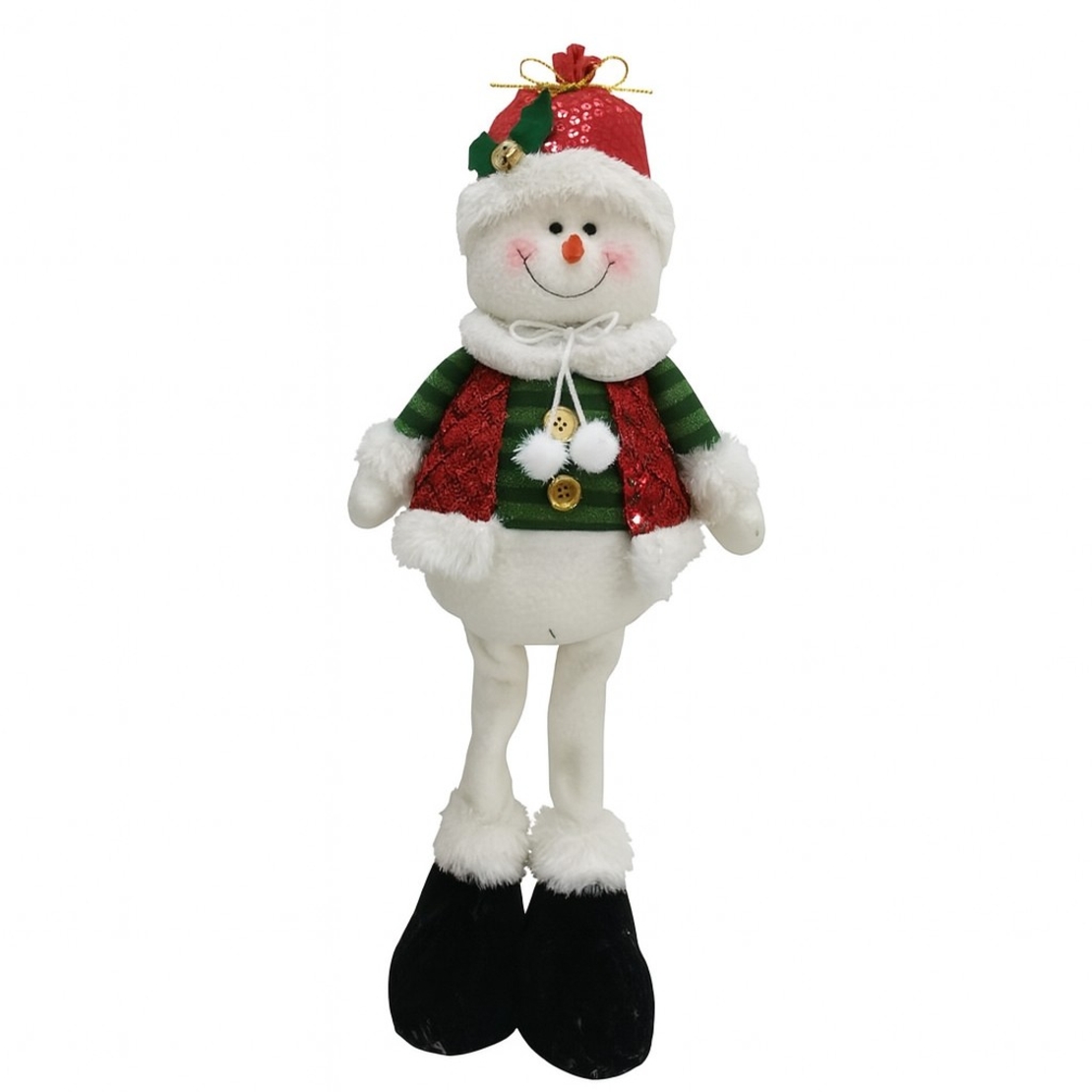 Figurina de Craciun Om de Zapada Textil, Flippy, Om de Zapada pentru Decoratiuni de Craciun, din Material Textil Moale 48 x 18 x 8 cm, Rosu Verde