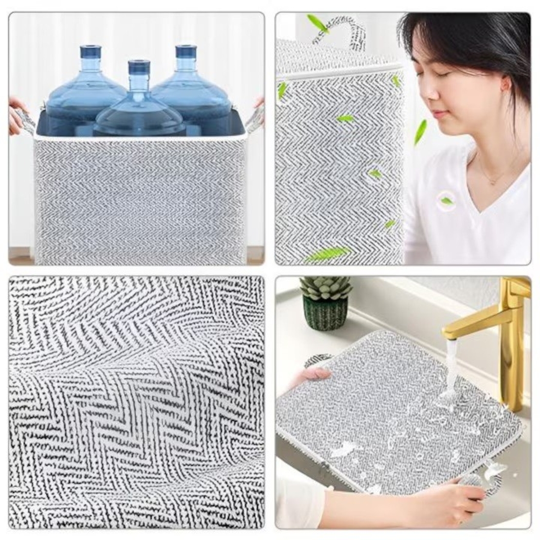 Cutie de Depozitare cu Fermoar, Flippy, Pliabila, Maner Ranforsat, Fermoar Rezistent, pentru Haine, Paturi, Plapumi, Perne, Lenjerii de Pat, Jucarii, 61x50x71 cm, 210 Litri, Gri