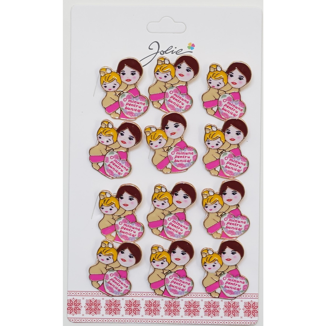 Set 12 Brose Martisor Primavara cu Mesaj O Minune Pentru Bunica