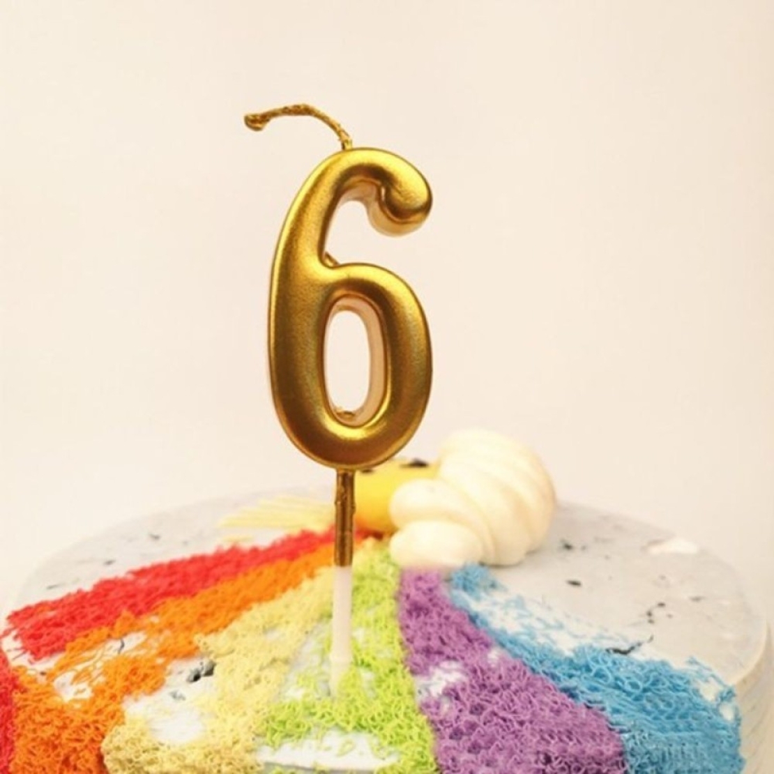 Lumanare de Tort, Flippy, Model Cifra 6, Party, 4.5 x 2.5 cm, din Parafina, Auriu
