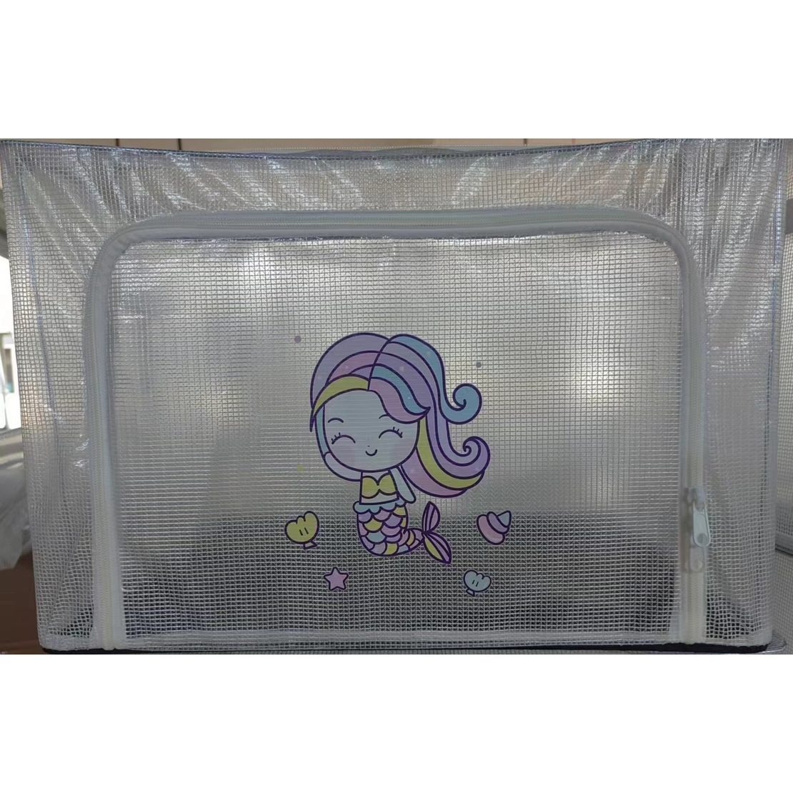 Cutie de Depozitare, Flippy, pentru Camera Copiilor, 66L, din PVC, Model Sirena, 50 x 40 x 33 cm, Transparent