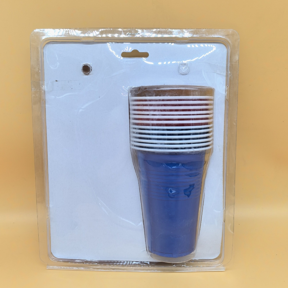 Joc de Baut BEER PONG, Flippy, Set din 12 Mingi de Tenis si 12 Pahare Reutilizabile, Joc Interactiv pentu Adulti, Albastru Rosu