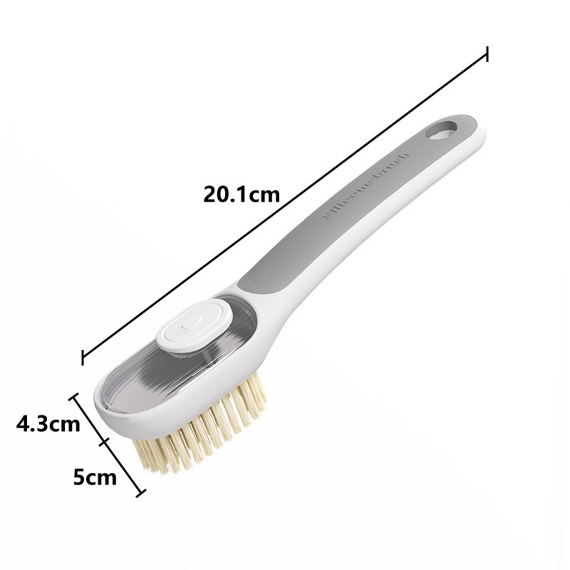 Perie Multifunctionala 2 in 1, Flippy, Perie Densa/Perie din Piele de Caprioara, cu Recipient Lichid, Maner Lung, 20.1x 4.3 x 5 cm, Gri