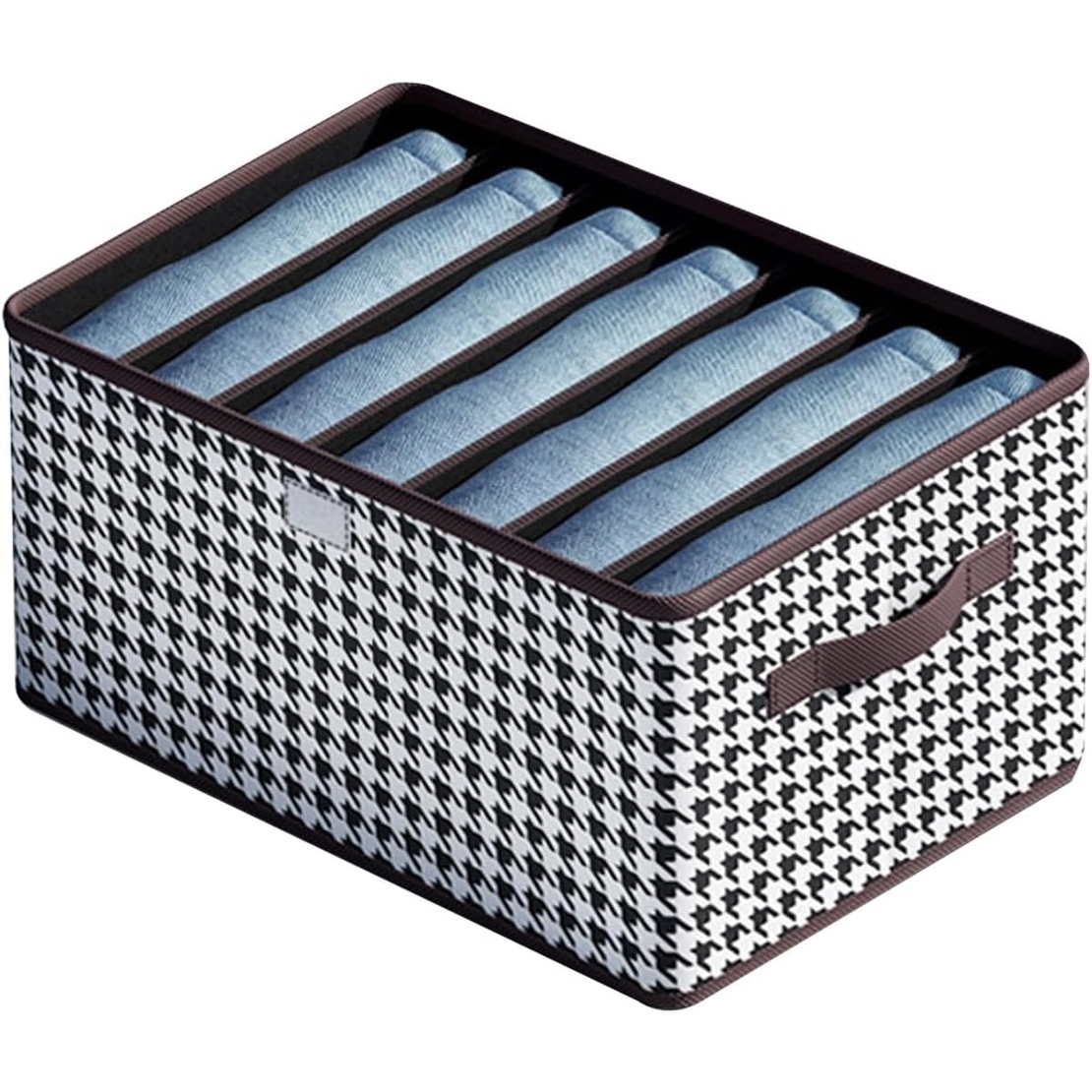 Cutie De Depozitare, Flippy, Pentru Haine, Lenjerie, Sosete Si Sutiene, Material Textil, 7 Compartimente, 44x30x20 cm, Culoare Alb-Negru