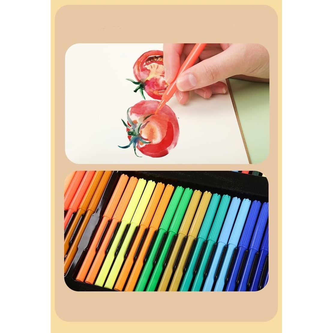Set 180 Piese pentru Desen si Pictura, Flippy, Tip Servieta din Lemn, Model Natur, 46 x 30.9 x 4.1 cm, Multicolor