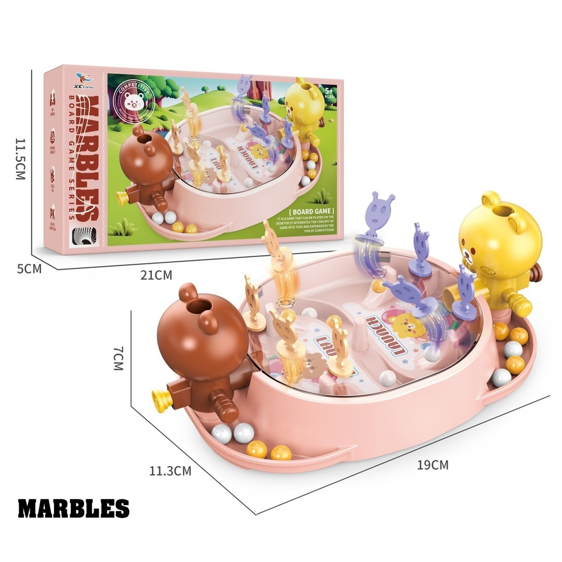 Jucarie Interactiva, Flippy, Model Ursuleti, Joc de Masa, +5 Ani, Portabil, 2 Jucatori, 19 x 7 x 11.3 cm, Roz