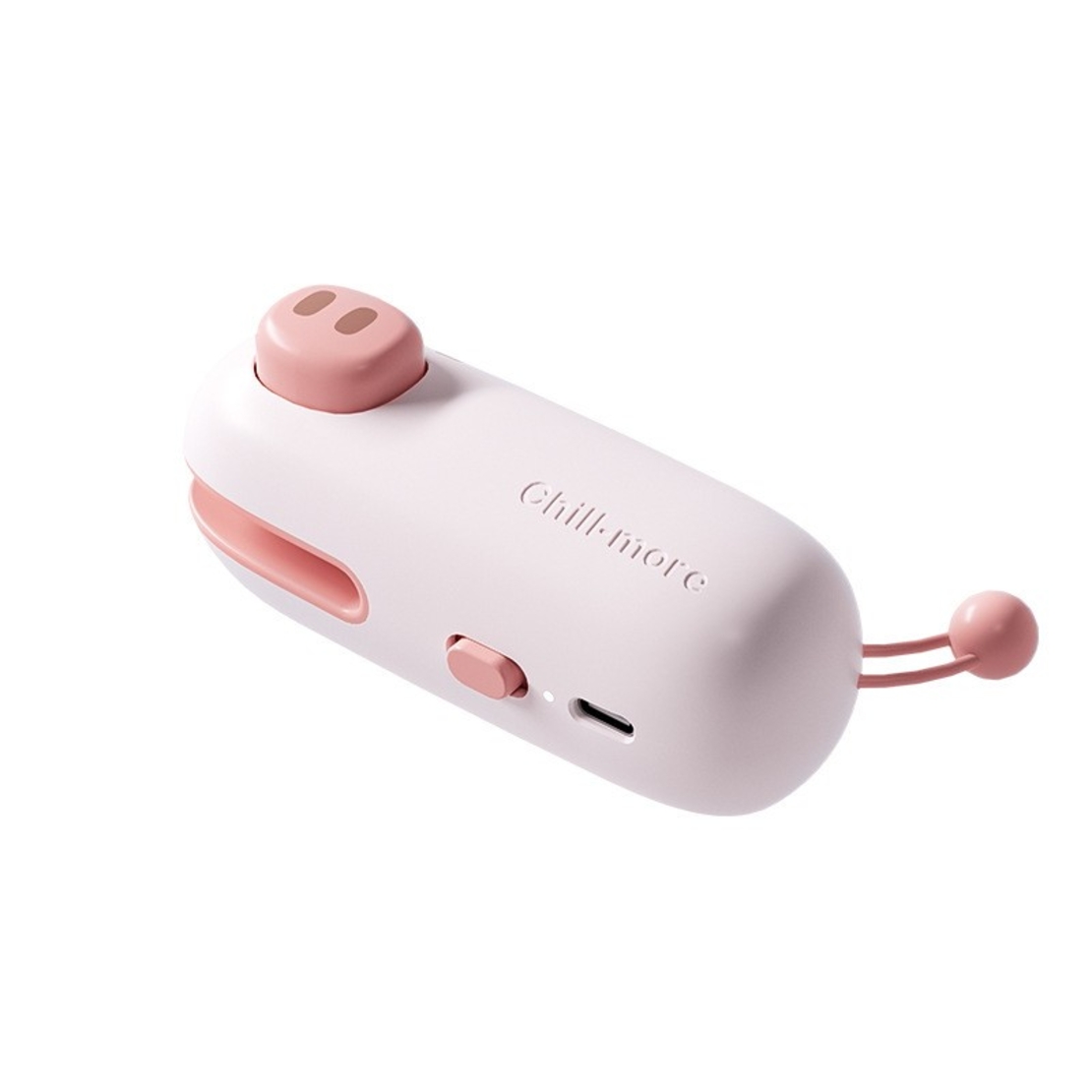 Aparat de Sigilat Ambalaje, Flippy, Incarcare USB Tip C, 400 mAh, 10.2 x 3.7 x 4.3 cm, Model Porc, Roz