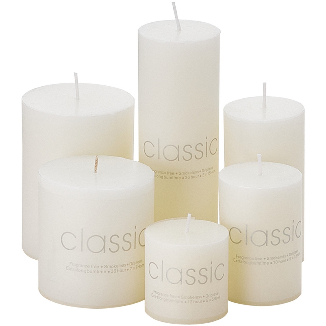 Lumanare Decorativa, Flippy, din Parafina, Cilindrica, Fara Fum si Fara Parfum, 5 x 7.5 cm, 130 g, Ardere 36h, Ivory Alb