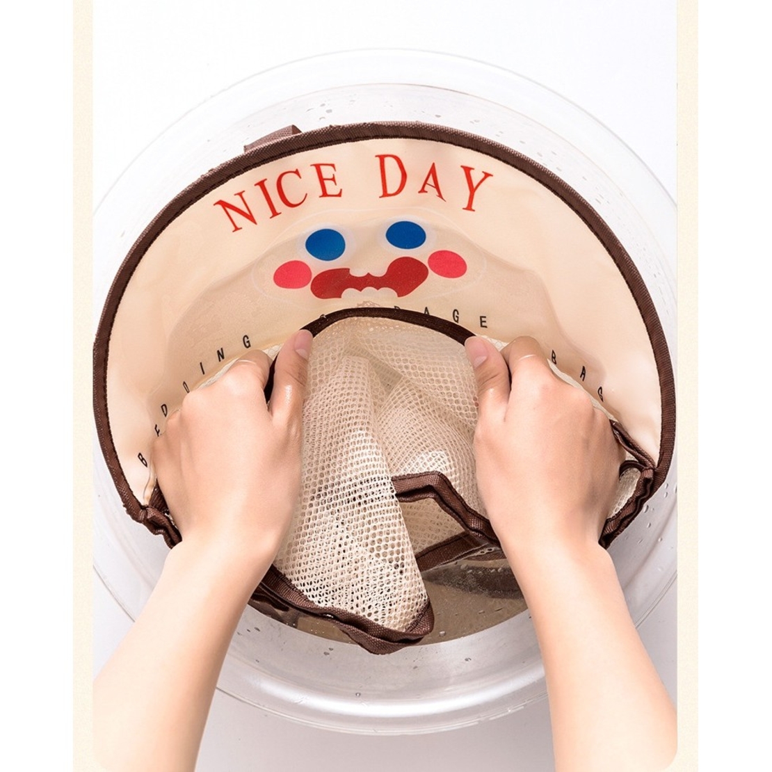 Geanta de Depozitare, Flippy, Tip Saculet, de Agatat, Multifunctionala, din Plasa, 40 x 10 x 44 cm, Maro