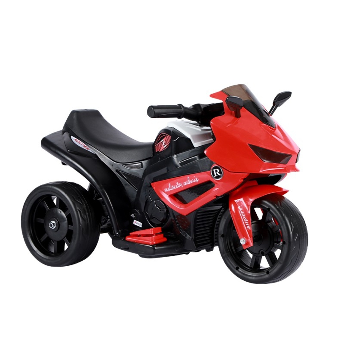 Motocicletă Electrică cu 3 Roti, Flippy, Acumulator Încarcare, Anti-Rasturnare, Lumini, Sunete, Off-Road, Baterie 6V 4.5Ah, 66x34x43cm, Rosu