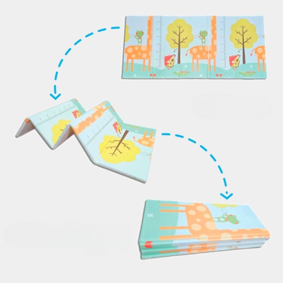 Covoras de Joaca pentru Copii Termic cu 2 Fete, Flippy, Model Girafe si Pinguini, cu Spuma, Impermeabil, Antiderapant, 200cm x 180cm x 1cm