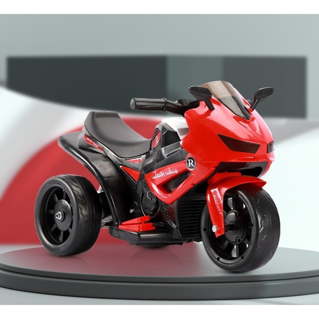 Motocicletă Electrică cu 3 Roti, Flippy, Acumulator Încarcare, Anti-Rasturnare, Lumini, Sunete, Off-Road, Baterie 6V 4.5Ah, 66x34x43cm, Rosu