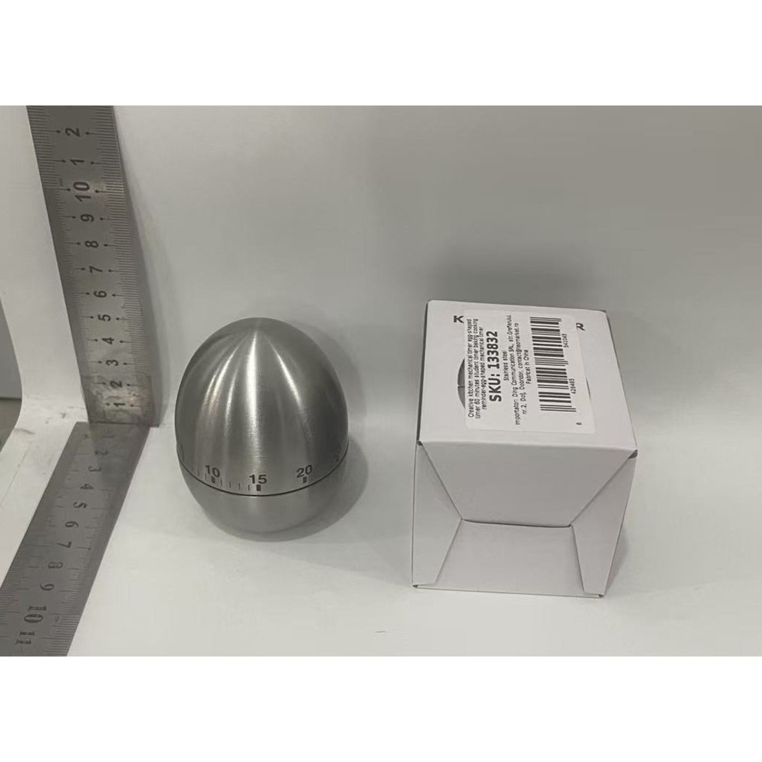 Cronometru de Bucatarie, Flippy, Mecanic, Forma de Ou, din Otel Inoxidabil, 60 min Timer, 8 x 6 cm, Argintiu