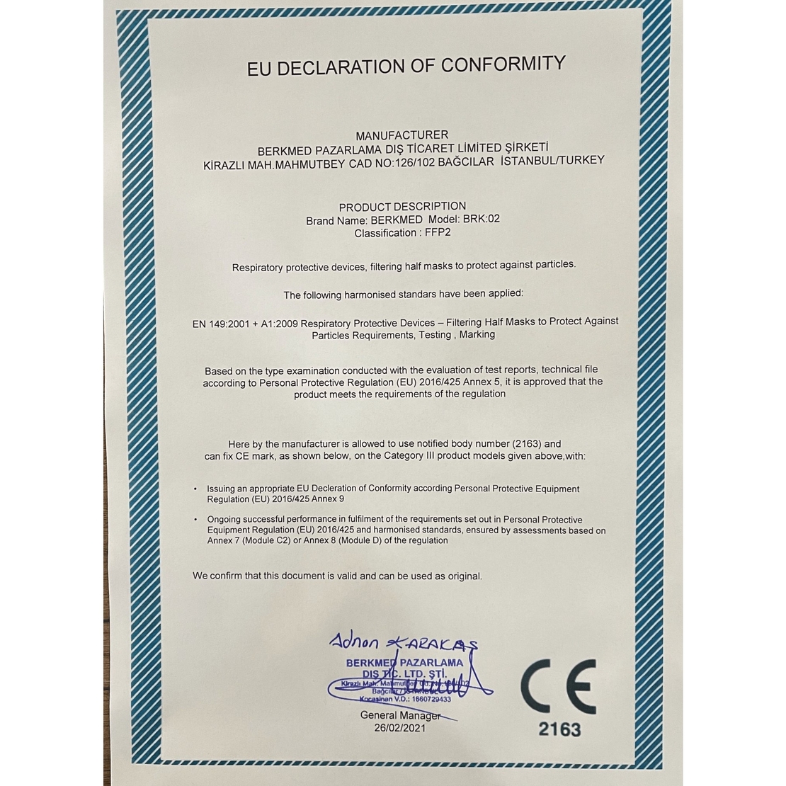Masca FFP2  BRKMEDIKAL
