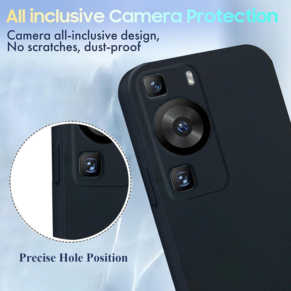 Husa de Protectie, Flippy, pentru Huawei P60 Pro, Liquid Silicone, cu Microfibra pe Interior, Protectie Antisoc, Compatibil Incarcare Wireless, Negru