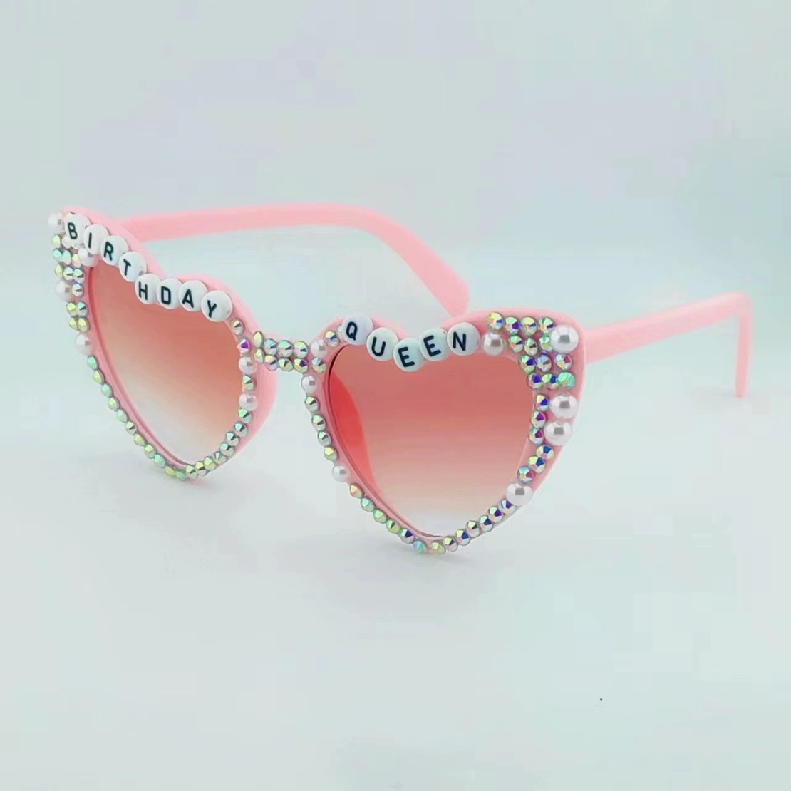 Ochelari Decorativi, Flippy, Model Birthday Queen, cu Diamante, pentru Aniversari, din PC, 15.3 x 5.7 x 14.5 cm, Roz