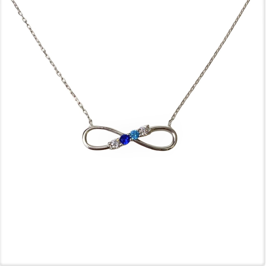 Colier Argint 925, Infinit cu Zirconii Albastre 40 cm
