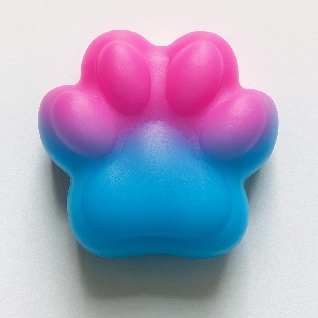 Jucarie Antistres Squishy, Flippy, cu Revenire Lenta, Labuta de Pisica Pufoasa, 7.5 cm, Ambalaj Transparent, Model 270512, Albastru/Roz