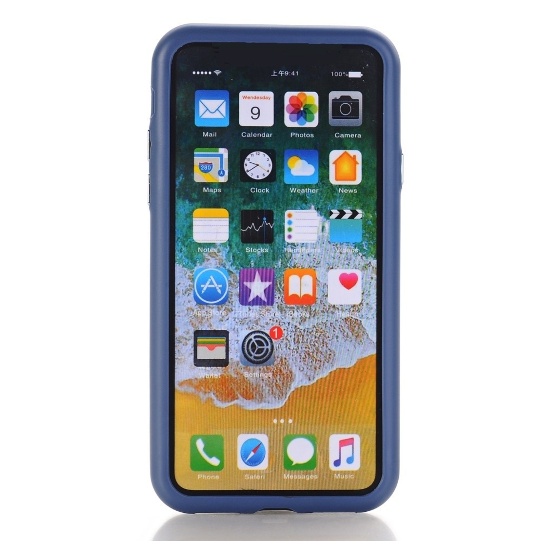 Husa Apple iPhone X Full Silicone Albastru