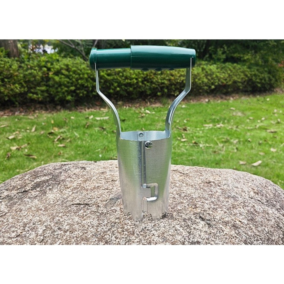 Transplantator Agricol Cilindric, Flippy, din Otel si Plastic, 6 cm Diametru, cu Maner Flexibil, 23 x 6 x 13 cm, Verde