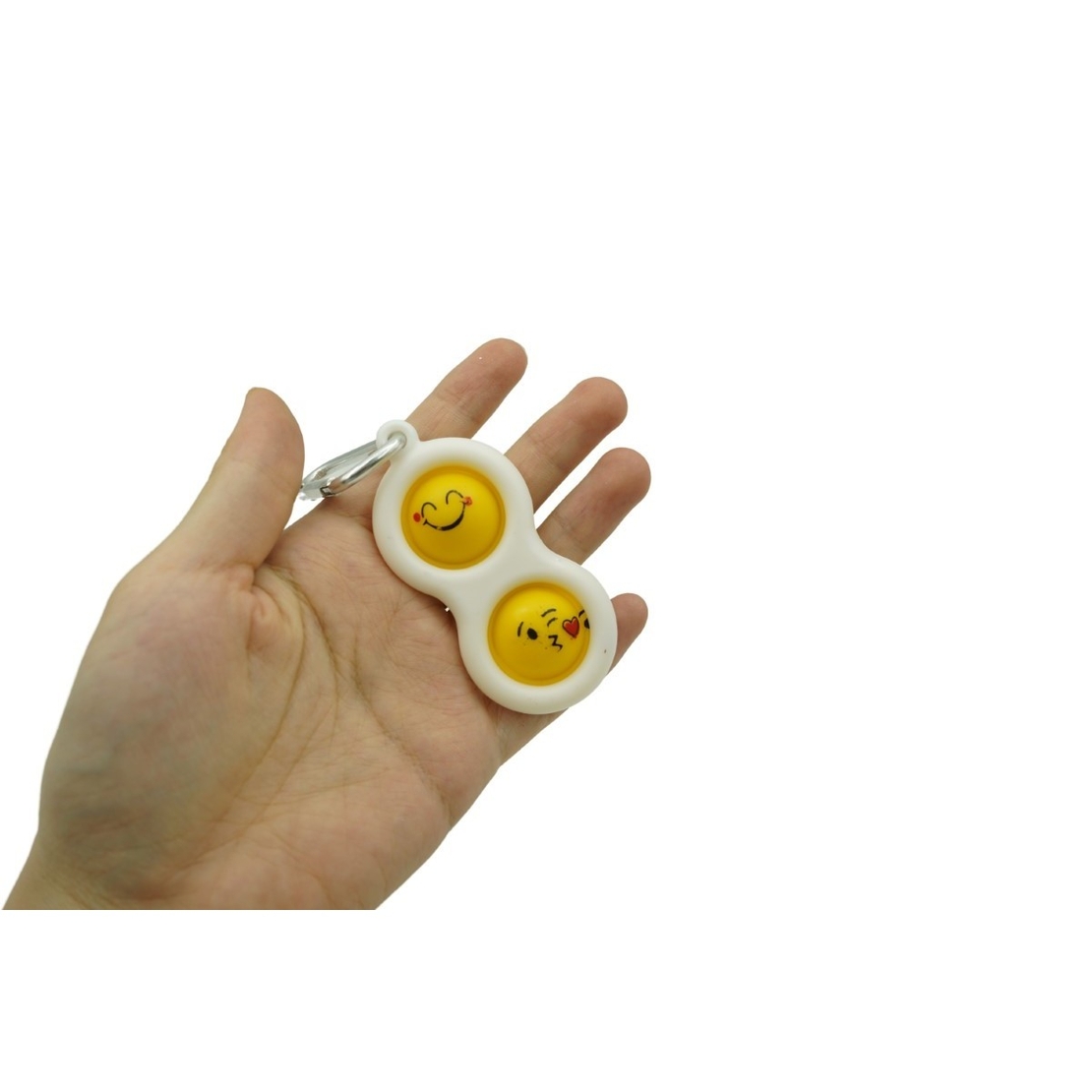 Jucarie Senzoriala Antistres, Simple Dimple, Breloc 2 Bulinute, Alb, model 2