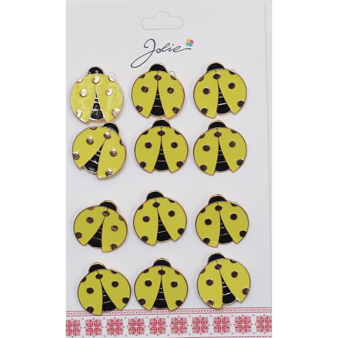 Set 12 Brose Martisor pentru Copii Buburuza cu Puncte Aurii