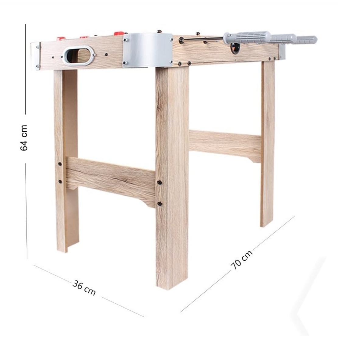 Masa de Fotbal cu Teren si 18 Jucatori Flippy, 6 Manere, cu Tablou pentru Scor, din Metal, Lemn si ABS, 70 x 36 x 64 cm, cu Picioare, pentru copii/adulti, Gri