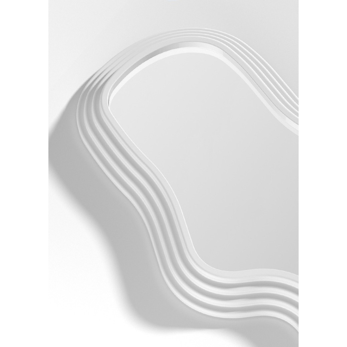 Oglinda de Perete, Flippy, Decorativa, pentru Baie, Dormitor, Sufragerie, Model Minimalist, Forma Asimetrica, 40.3x26 cm, Alb