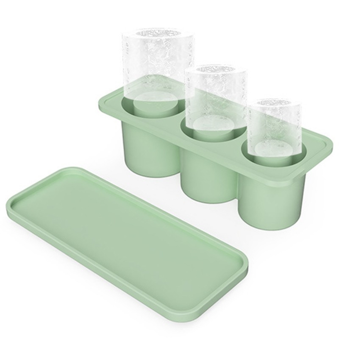 Forma pentru Gheata, Flippy, din Silicon, cuburi de gheata, forme rotunde, inghetare rapida, 20.7 x 8.4 x 6.5 cm Verde