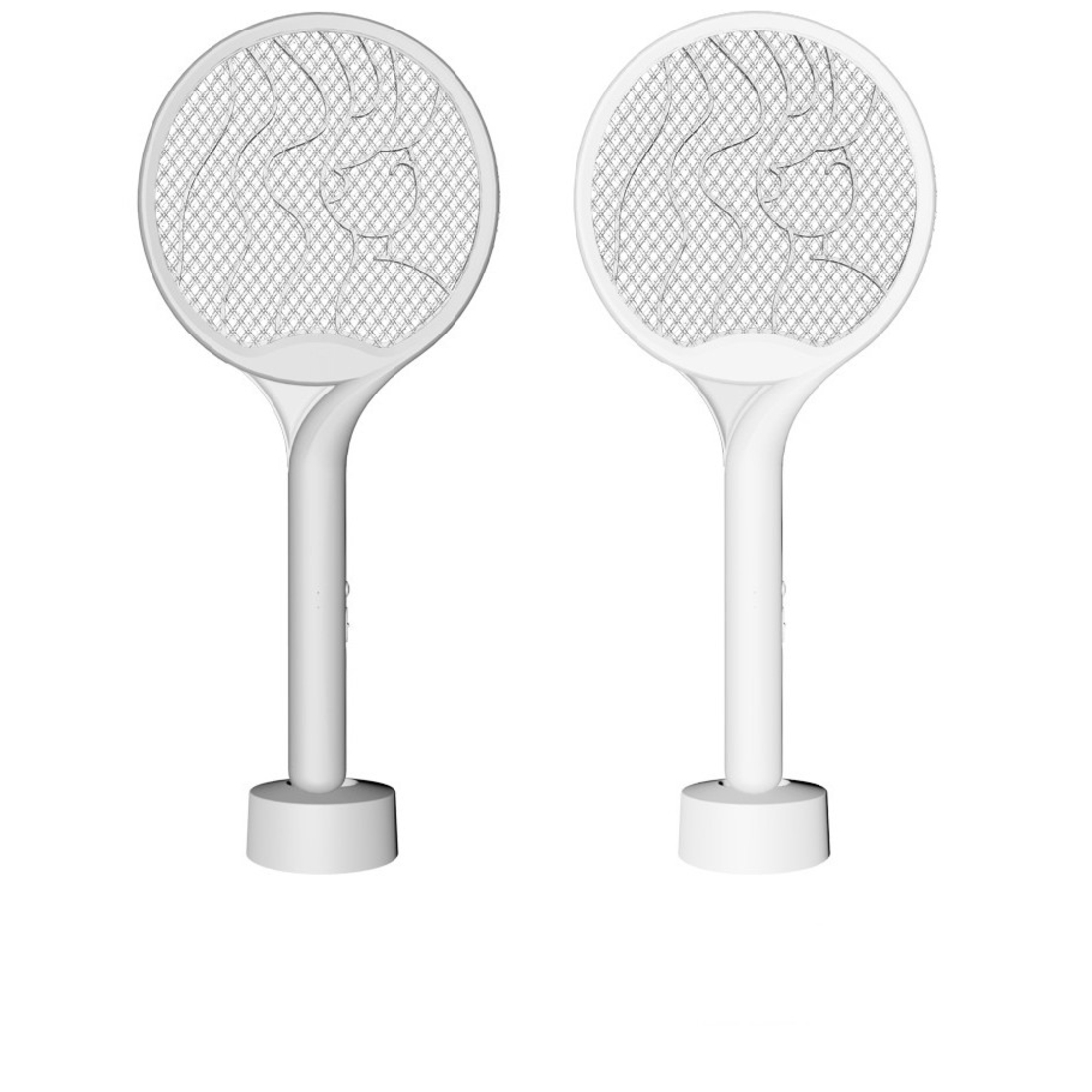 Paleta Electrica pentru Tantari, Muste si Tantari 2in1, Flippy, Reincarcabila, Incarcare USB, 2600V, Plastic, Casa si Gradina, Anti-insecte, Stand, 23x51 cm, Alb