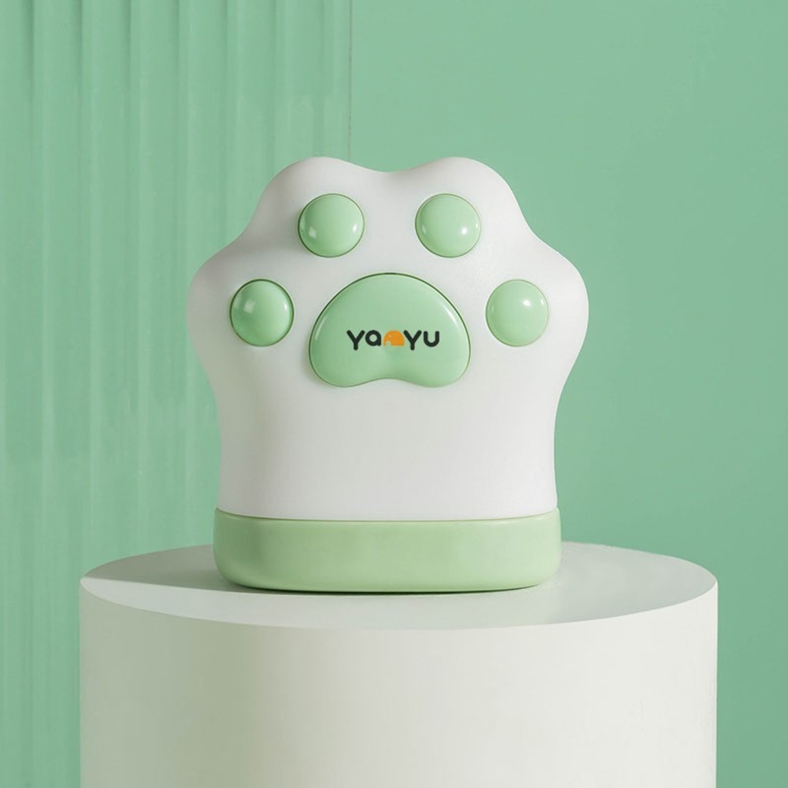 Ruleta Portabila, Flippy, Ruleta mini pentru Copii, Model Labuta de Pisica, cu Prindere, pentru Masurat Diametrul, 5.5 x 6.5 cm, Banda 1.5m, Verde