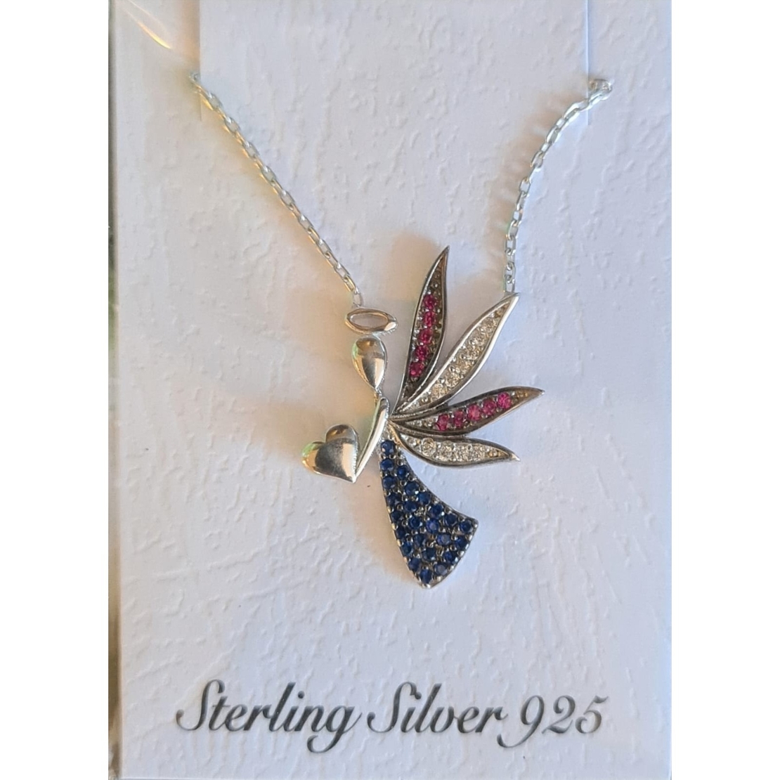 Colier Argint 925 Inger Colorat cu Aripi Colorate, cu Zirconiu, Colorat