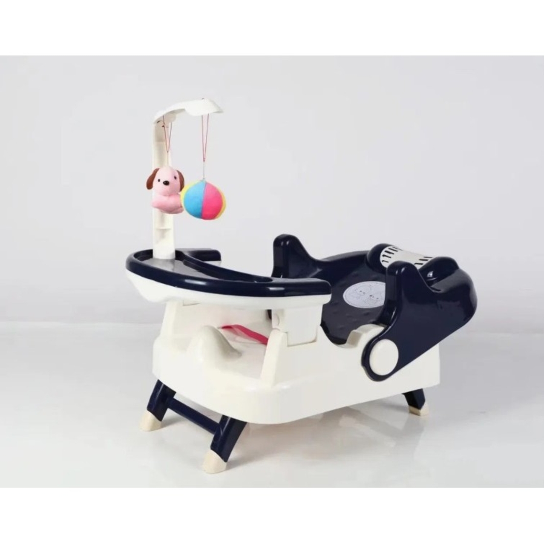 Scaun pentru Copii 2 in 1, Flippy, pentru Servit Masa si pentru Baie, Multifunctional, Pliabil, Portabil, din Plastic, Spatar Reglabil, 58 x 39 cm, Albastru