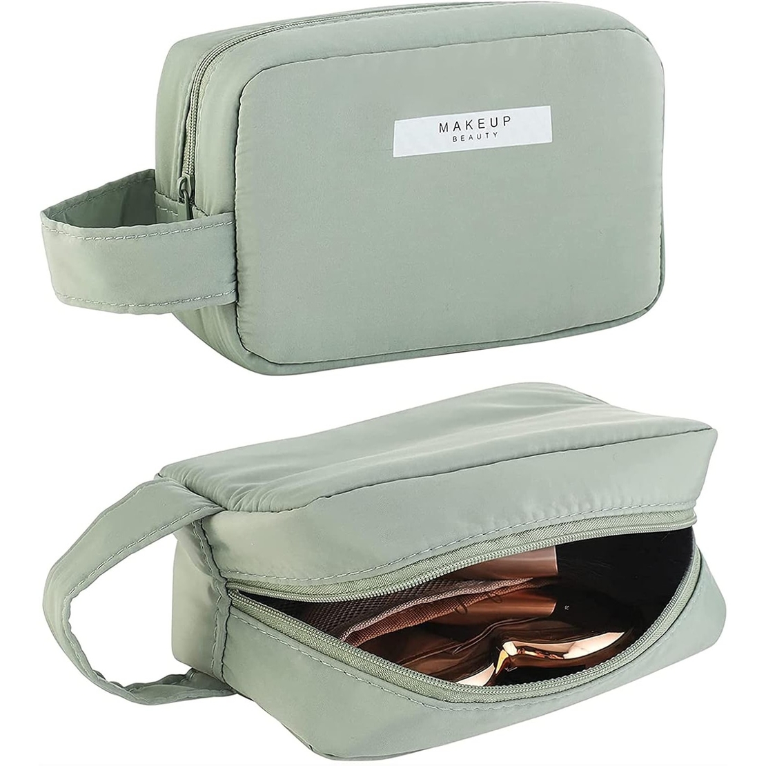 Portfard, Flippy, cu Maner, Material Impermeabil, pentru Cosmetice, 16 x 11 x 7 cm, Verde