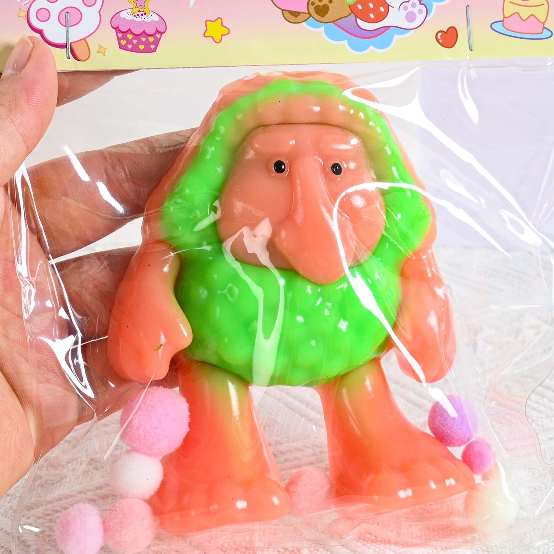 Jucarie Antistres Squishy, Flippy, Model Brr Brr Patapim, cu Revenire Lenta, din TPR, 12 x 11 x 3 cm, Multicolor
