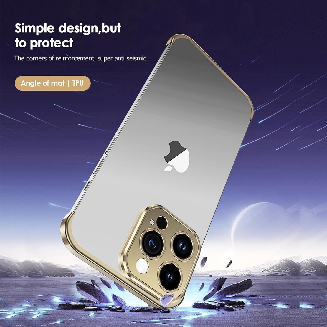 Husa Metalica Edgeless Compatibila cu iPhone 16 Plus, Flippy, Protectie pentru Colturi si Camera, Aliaj Aluminiu, Antisoc, Antizgariere, Auriu