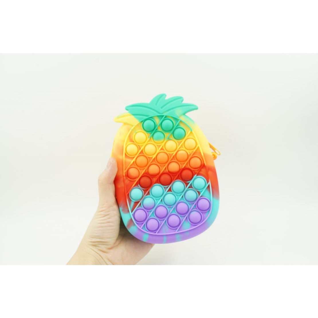 Jucarie antistres din silicon, Flippy, Pop It Now and Flip It, Geanta mica, Ananas, Multicolor, Model 1