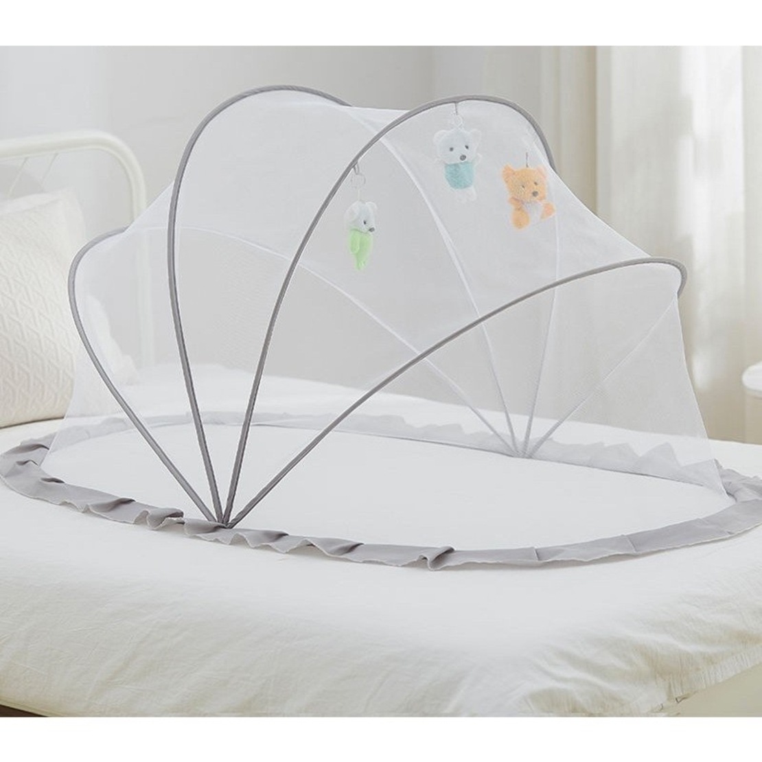 Husa Anti-Tantari, Flippy, Pliabila, Protectie 360 Grade, 0-1 An, 60 x 55 x 5 cm, Gri