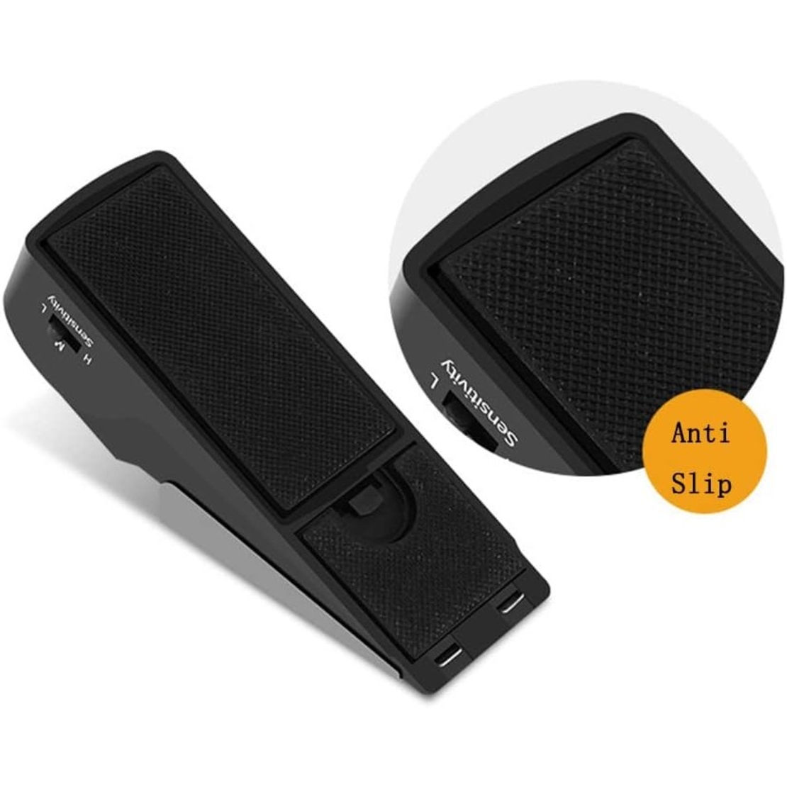 Opritor pentru Usa cu Alarma, Flippy, 120DB, cu Baterii, cu 3 Trepte de Sensibilitate, Antialunecare, Buton ON-OFF, 14x4.5x4 cm, Negru