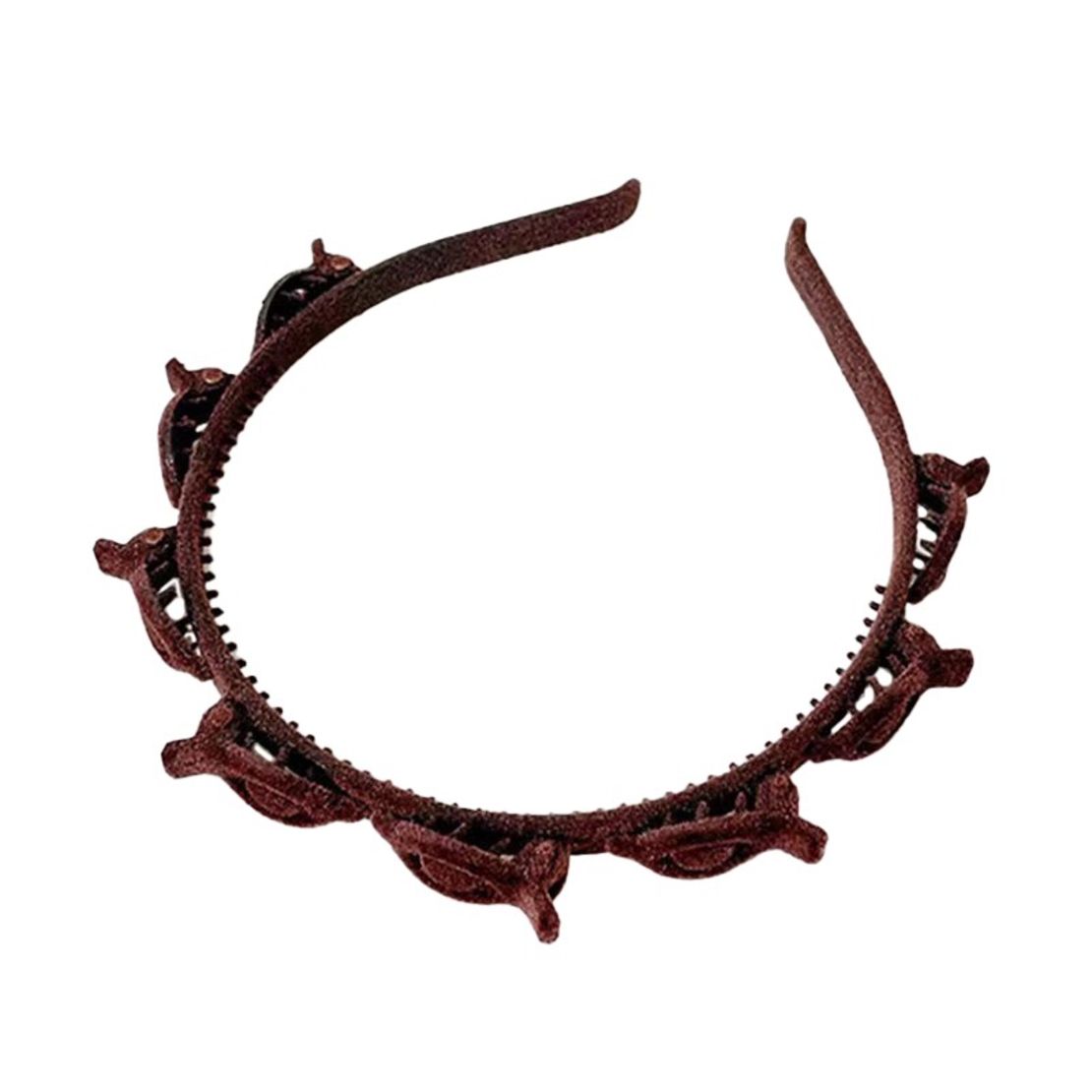 Bentita de Par pentru Femei, Flippy, Agrafa Stil Coreean, Accesoriu pentru Par cu Textura MultiStrat, 13 x 11.5 cm, Coffee