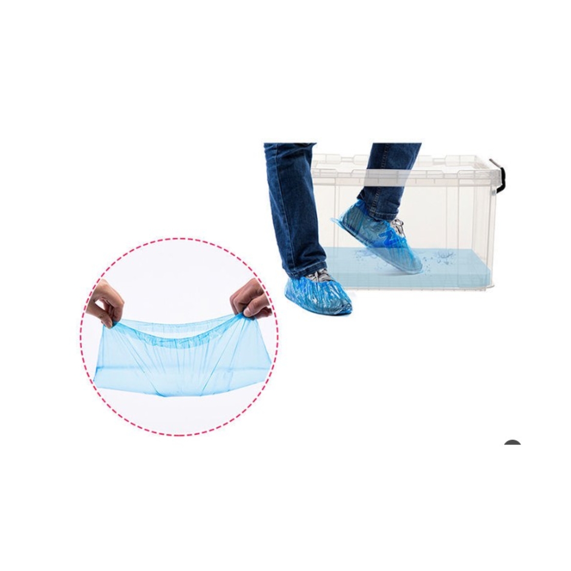 Set 100 Huse de Pantofi Impermeabile de Unica Folosinta, Flippy, Universale, Albastre, pentru Zile Ploioase
