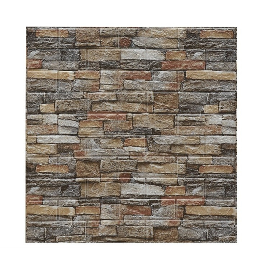 Set 10 Stickere de Perete, Flippy, Autoadezive, 70 x 77 cm, 2.5 mm Grosime, Suprafata Acoperita 5.3 mp, din PVC, Model Caramida, Roscat