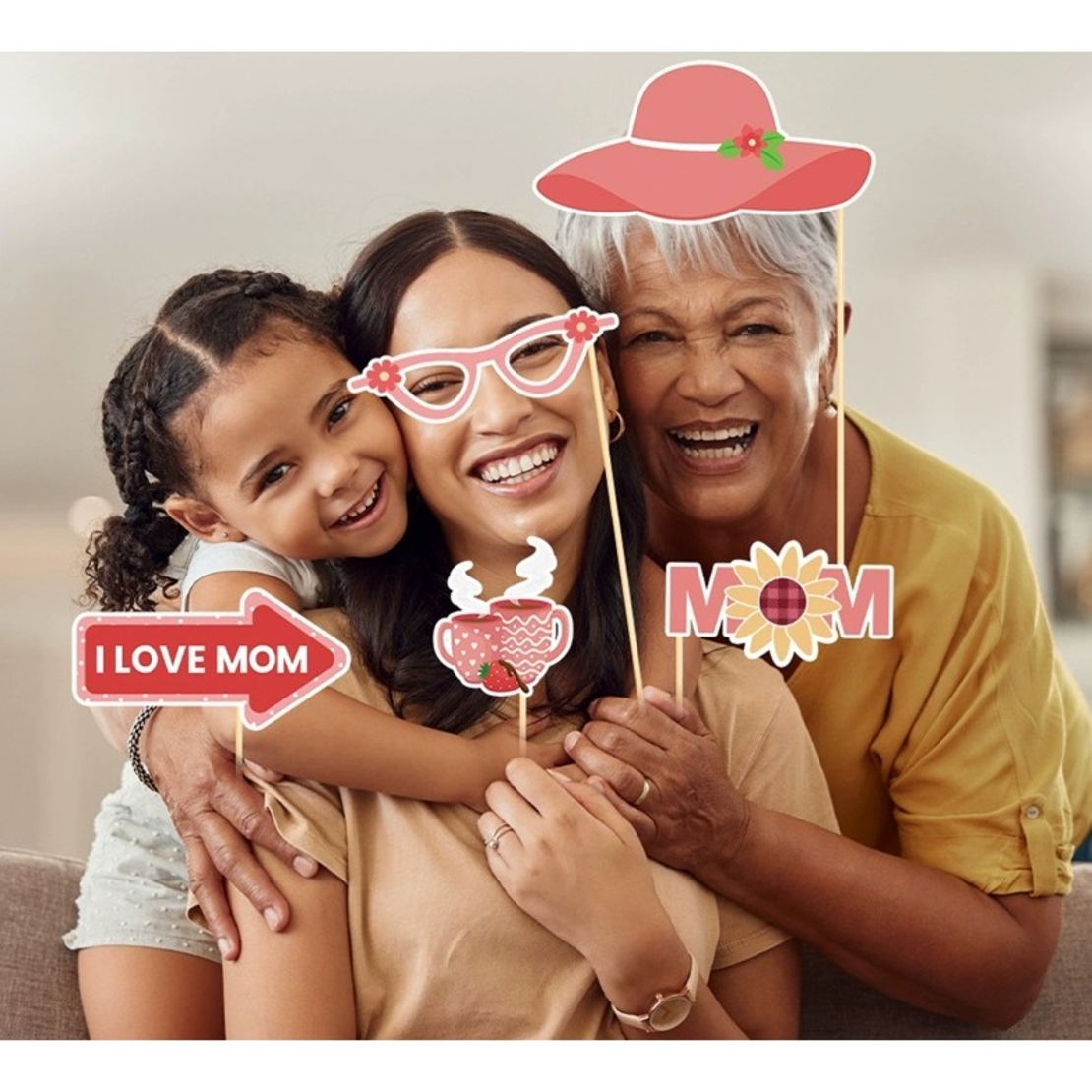 Set 18 Accesorii pentru Petrecere, Flippy, Props pentru Photo Corner, Tematica Ziua Mamei, Multicolor