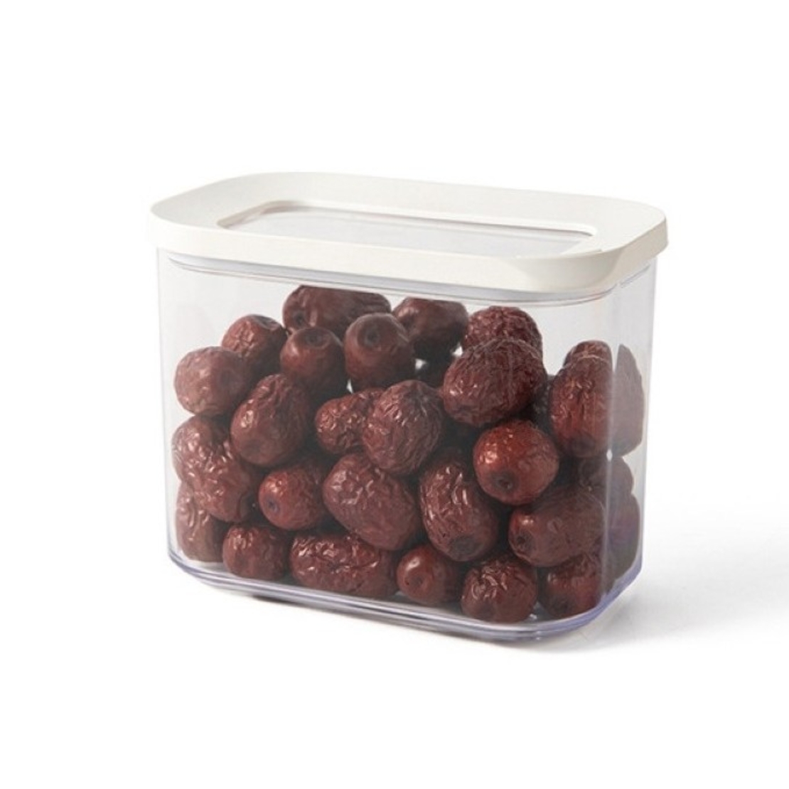 Set 5 Cutii de Depozitare Alimente, Flippy, Capac Alb, din ABS+Silicon, 23 x 15 x 27 cm, Transparent