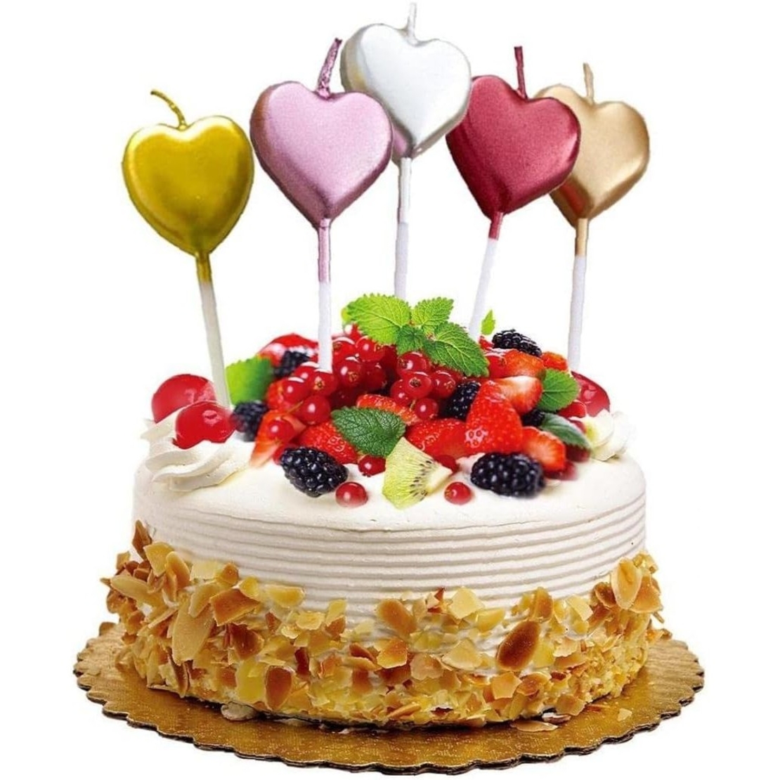Lumanare de Tort, Flippy, Model Inima, Party, 8.5 x 3 cm, Argintiu
